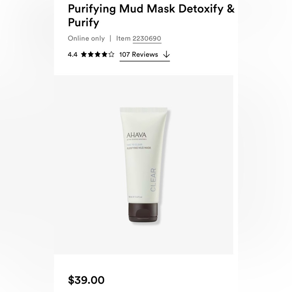 AHAVA Time to clear purifying mud mask